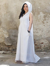 White Sleeveless V-Back V-Neck Lace-Up Long Dress